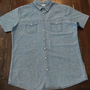 Classic Denim Blue Men's Button-Down Shirt